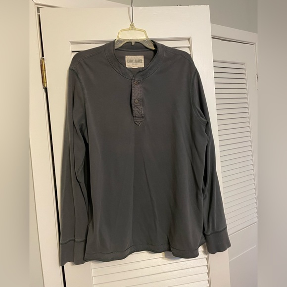 Eddie Bauer Long Sleeve Charcoal Gray Henley Shirt - Picture 2 of 8
